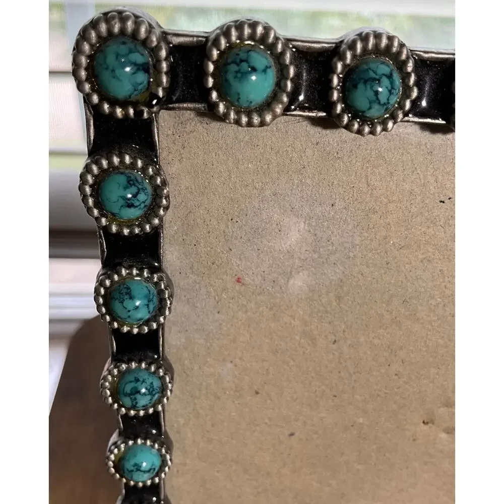 Southwest Theme Photo Frame with Turquoise Fully Studded Accents 4X6 Table Top
